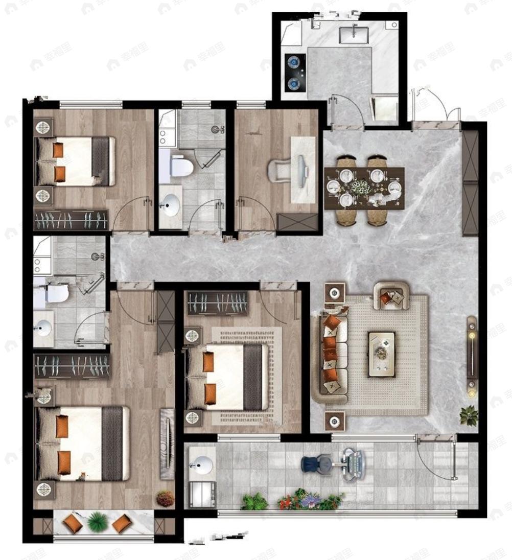 福瀛天麓湖·紫园4室2厅2卫户型图
