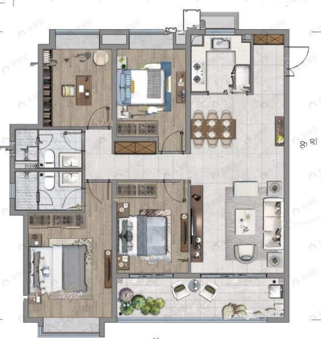 龙湖天玺4室2厅2卫户型图