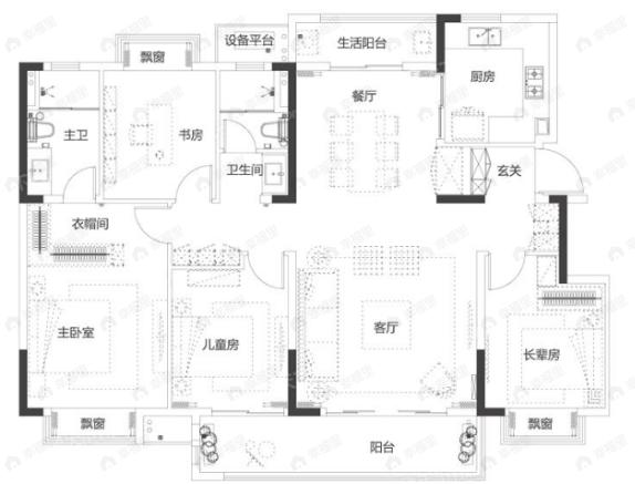 招商·金茂依云上城4室2厅2卫户型图