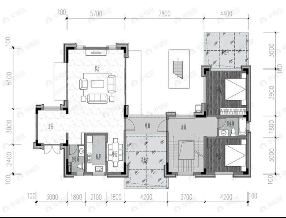6室2厅6卫建面565平南户型图
