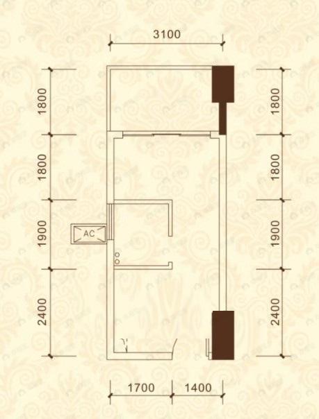 龙腾东麓城1室1厅户型图