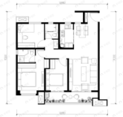 北宸天樾3室2厅2卫户型图