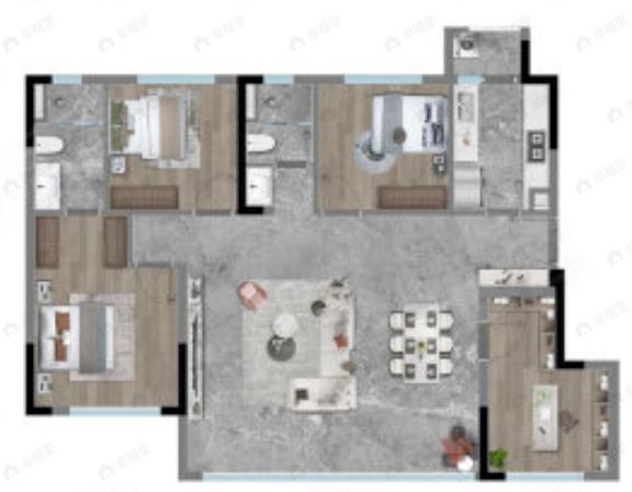 首开中环云樾4室2厅2卫户型图