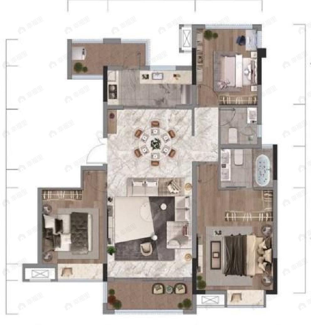 宸德公馆3室2厅2卫户型图