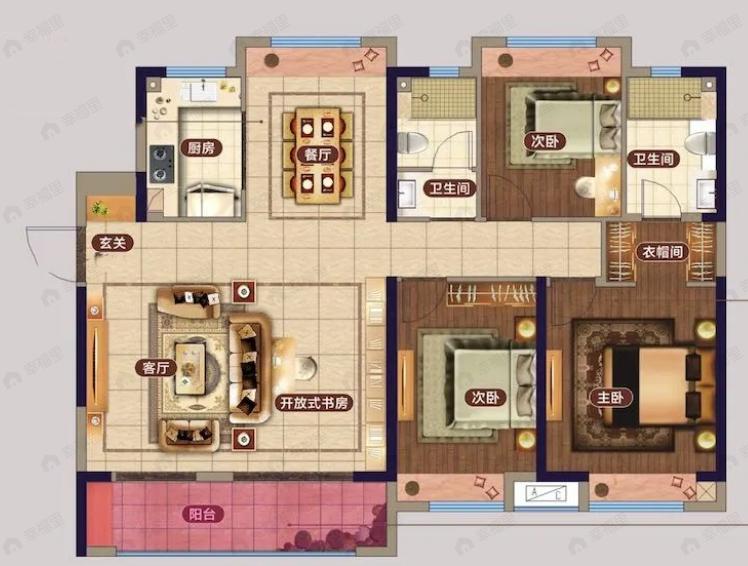 中南熙悦3室2厅2卫户型图