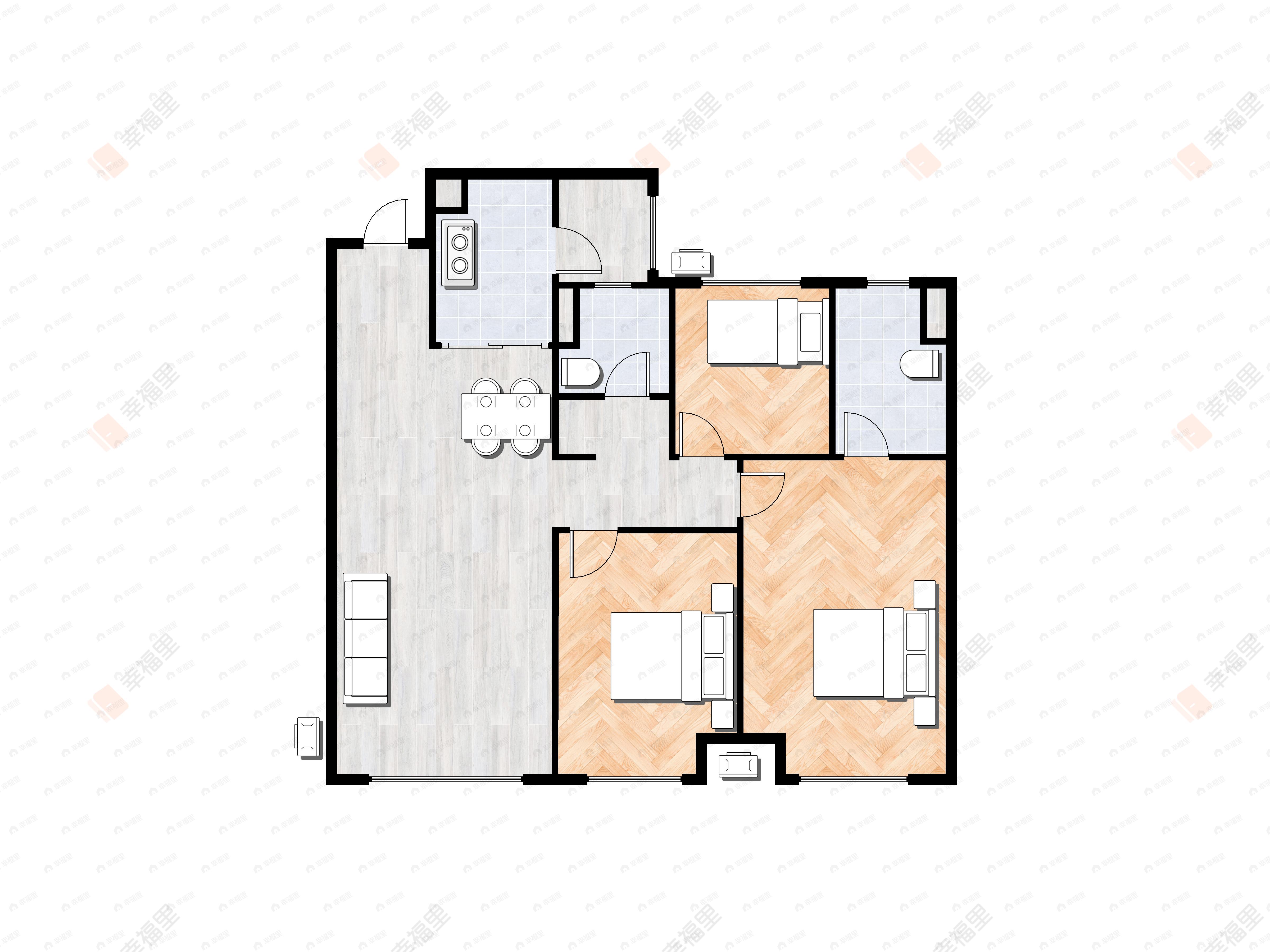 黄冈学府城3室2厅2卫户型图