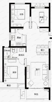3室2厅1卫建面103平户型图