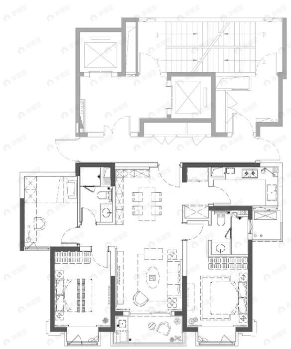 万科金域蓝湾3室2厅2卫户型图