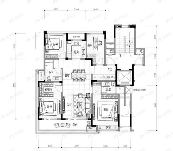 大家钱江满园4室2厅2卫户型图