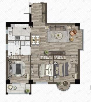 3室2厅1卫建面133平户型图
