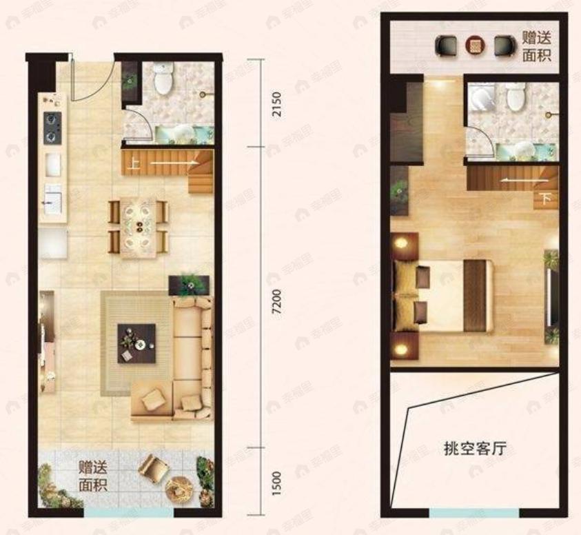 佳华国际大厦1室2厅2卫户型图