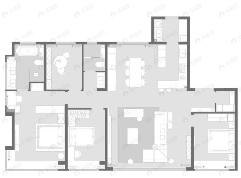 中海·峰境梅江4室2厅2卫户型图