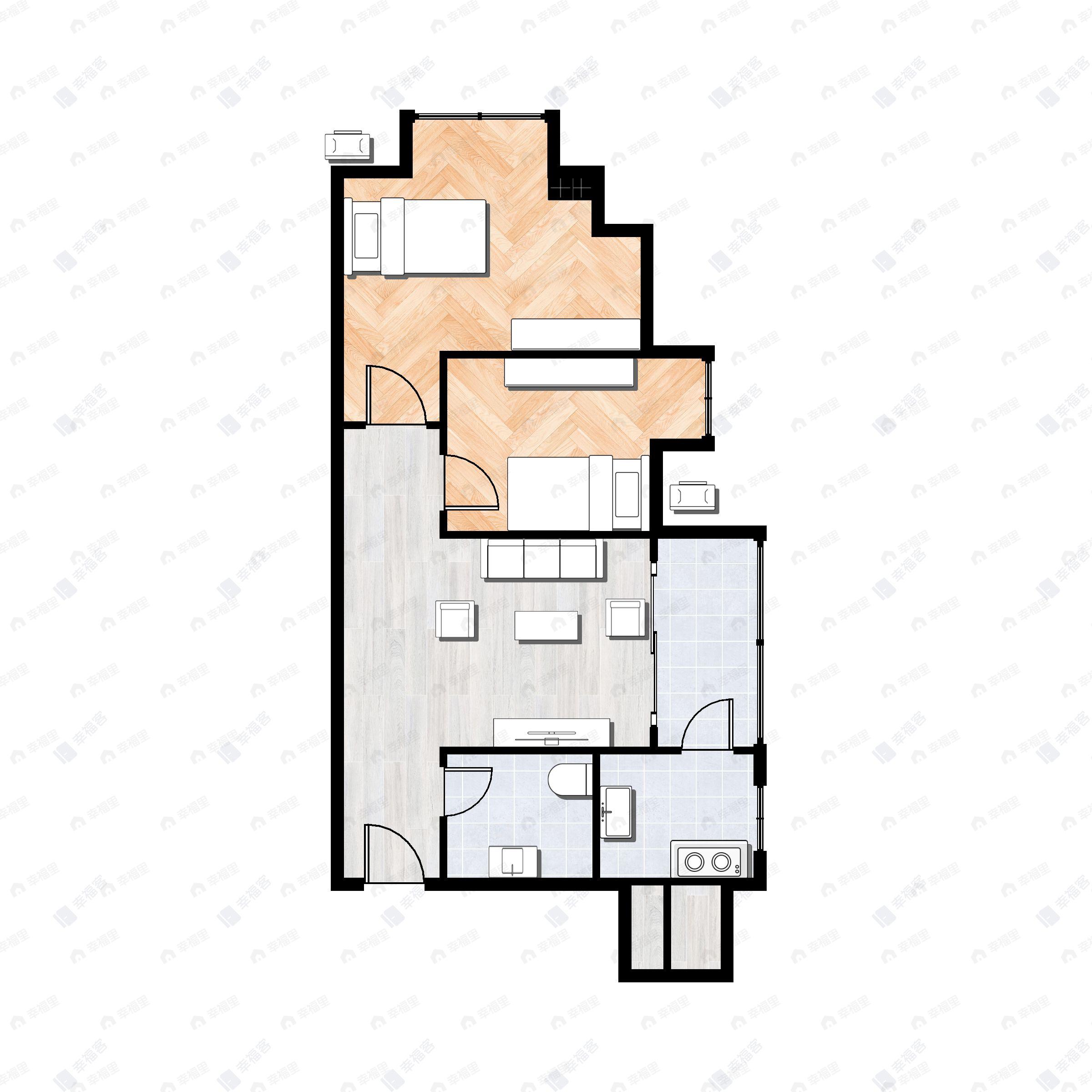 2室1厅1卫建面58平北|东户型图