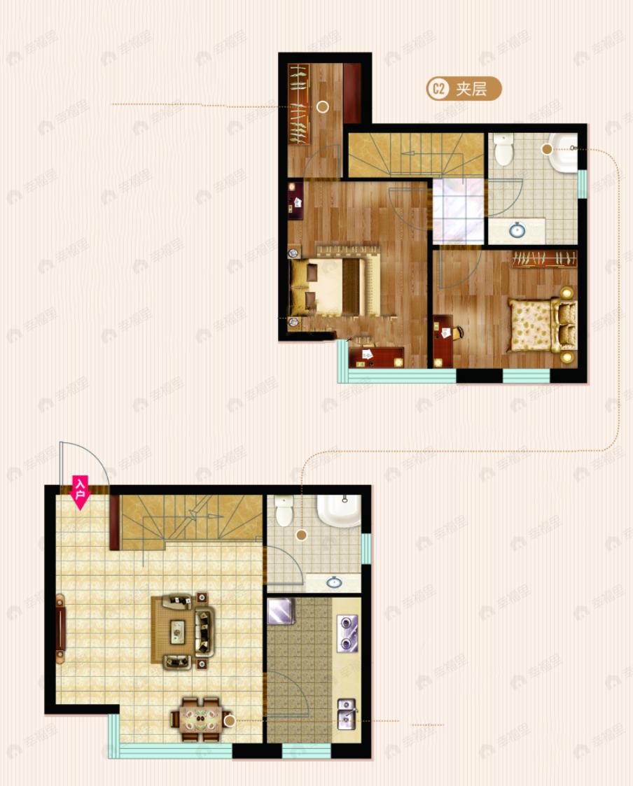 童年湖2室1厅2卫户型图