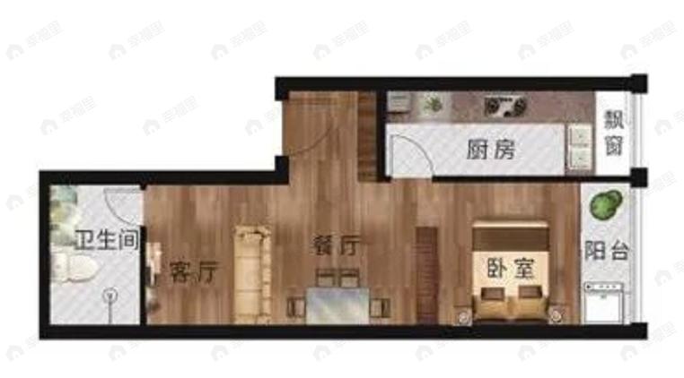 亿安天下城1室1厅1卫户型图