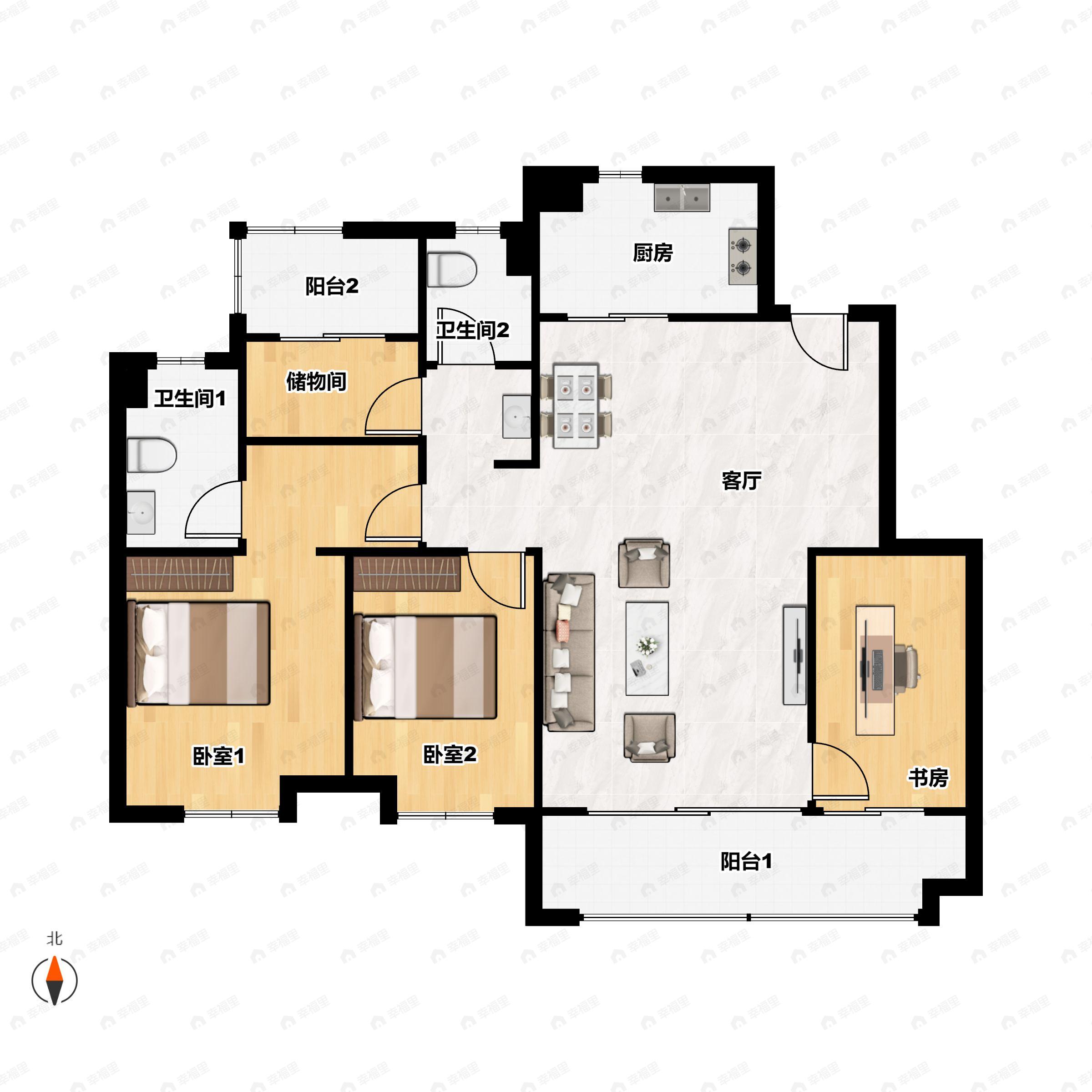 4室2厅2卫建面133平户型图