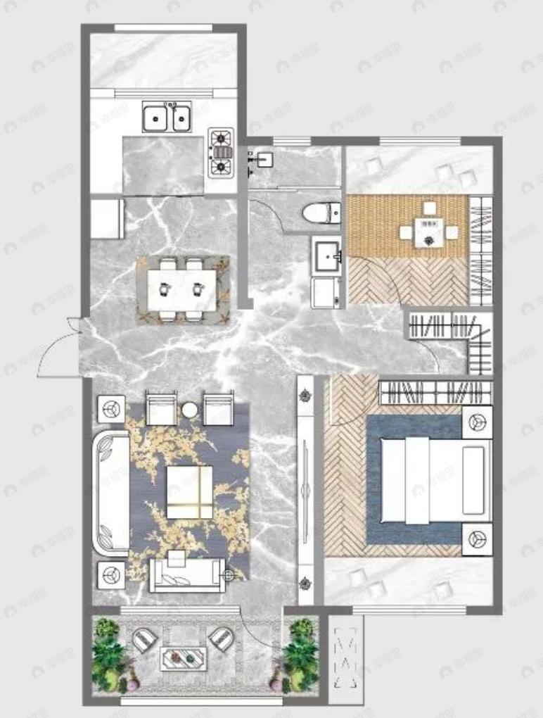 锦绣华府2室2厅1卫户型图