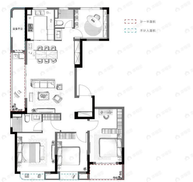 荷塘名邸4室2厅2卫户型图