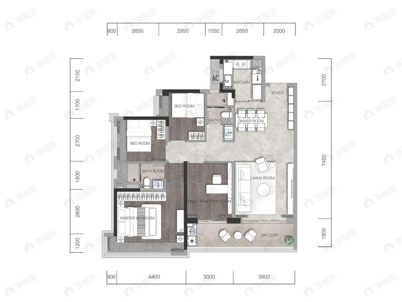 保利天汇4室2厅2卫户型图