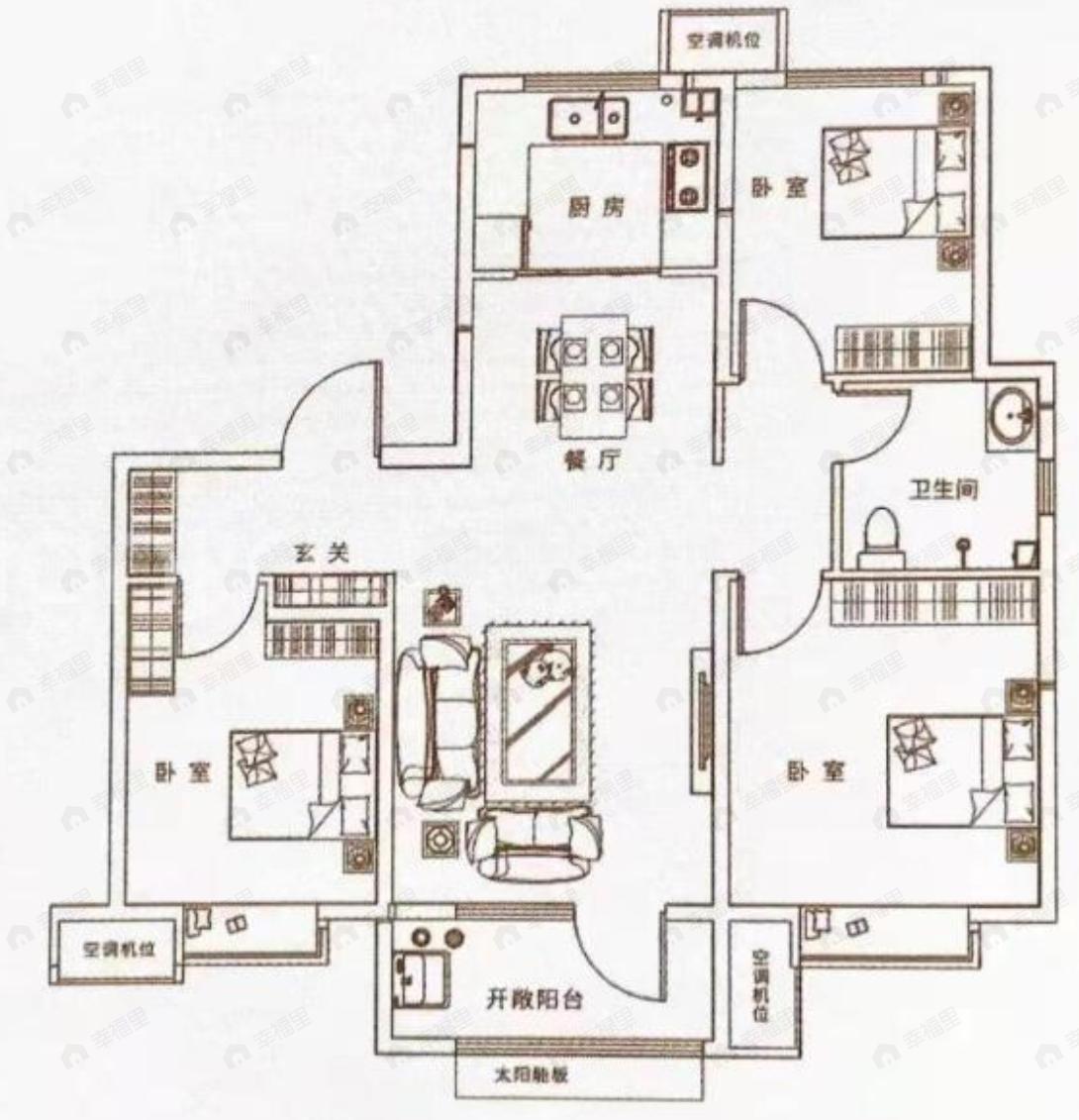 长青华苑书香里3室2厅1卫户型图