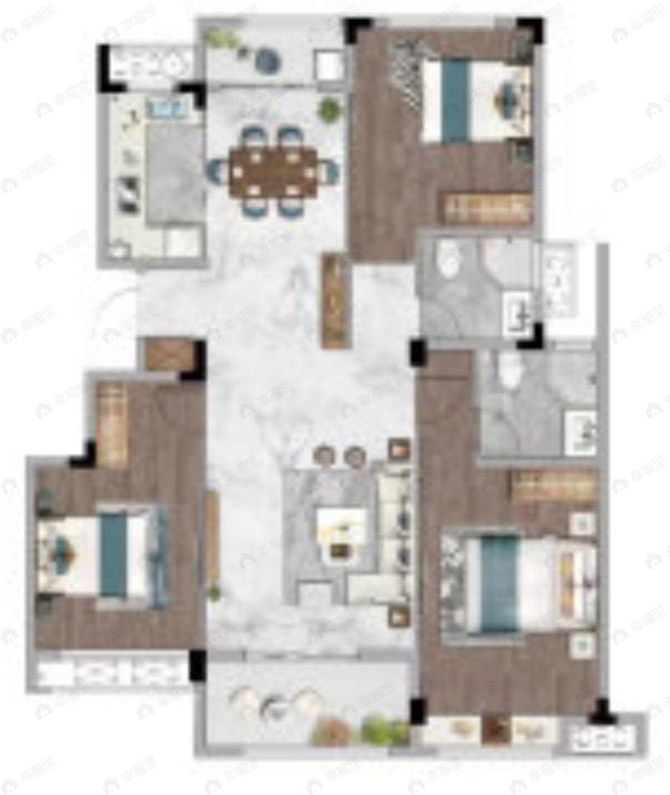金银岛碧华丽山庄3室2厅2卫户型图