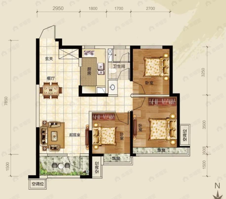富力盛悦府3室2厅1卫户型图