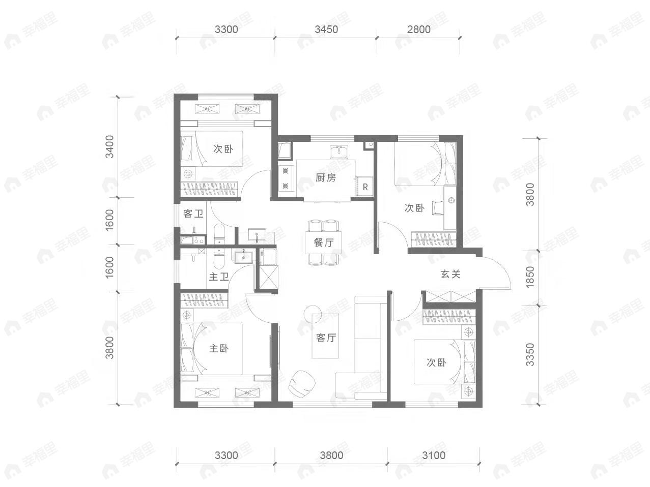 长安悦玺4室2厅2卫户型图