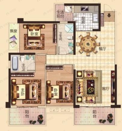 吉祥凤景湾3室2厅2卫户型图