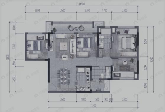 华宇锦绣玺岸4室2厅2卫户型图