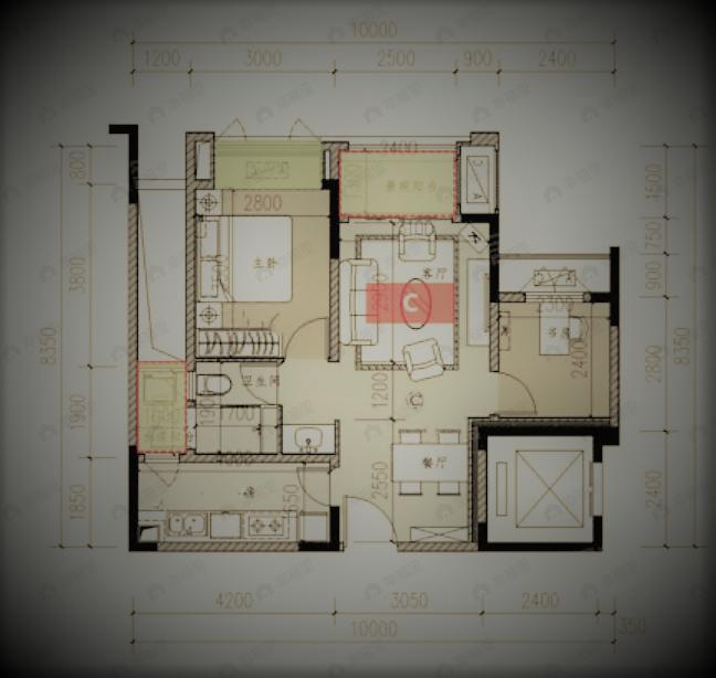 云湖十里2室2厅1卫户型图