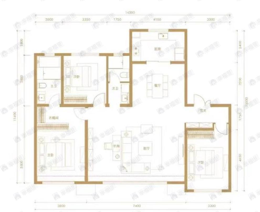 保利公园壹号3室2厅2卫户型图