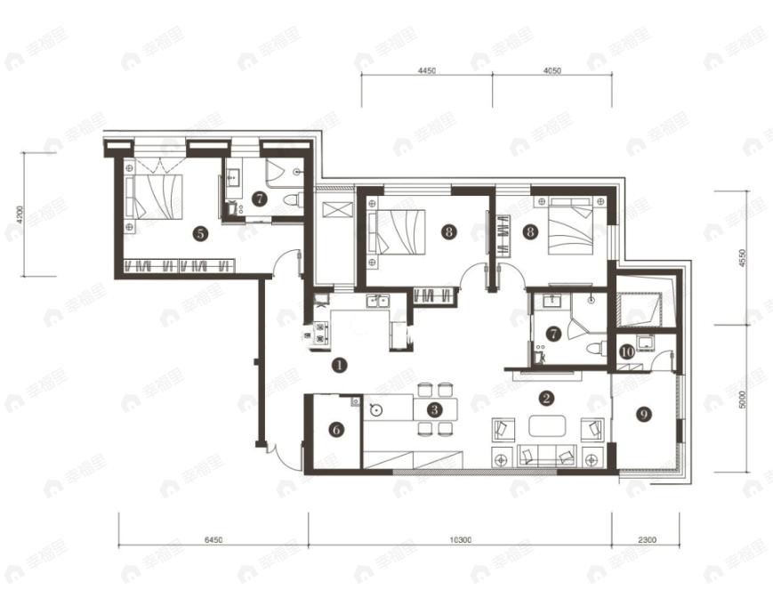 华纳豪园四六期3室2厅3卫户型图