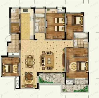 鹏润鹿山台2室3厅2卫户型图