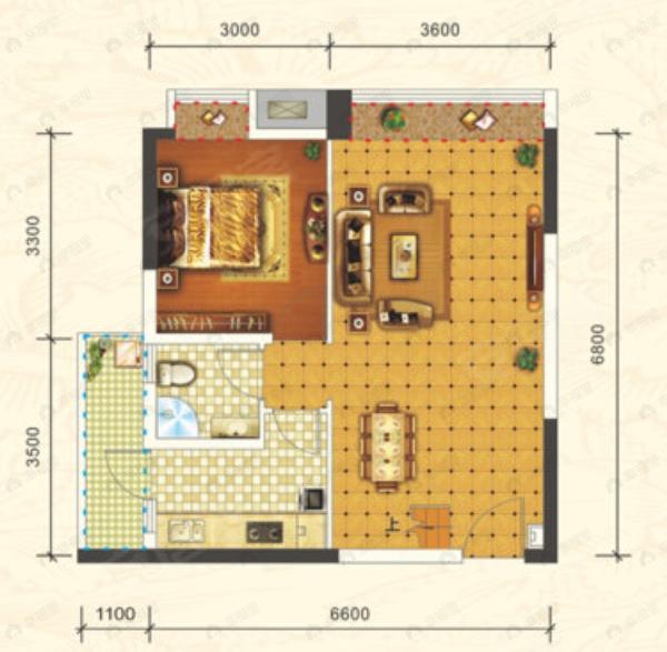 4室2厅2卫建面111平东|西户型图