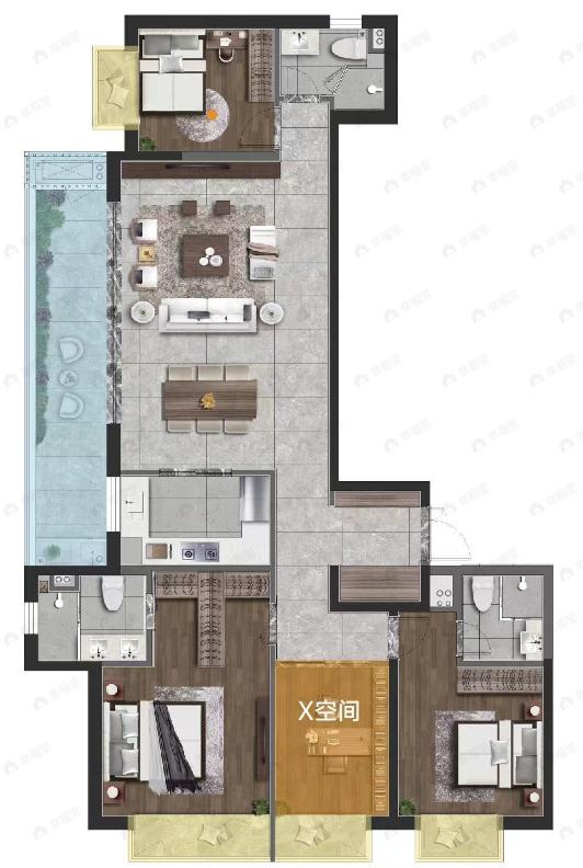 华润置地润府4室2厅3卫户型图