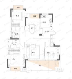 远洋靖淞云璟3室2厅2卫户型图