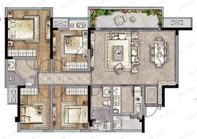 协信星澜汇4室2厅2卫户型图