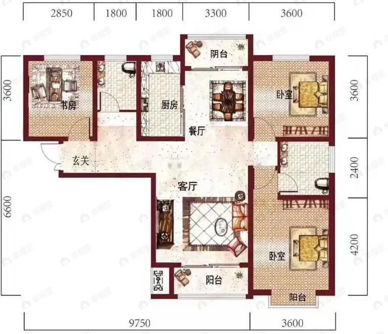 盛世瑞景院3室2厅2卫户型图