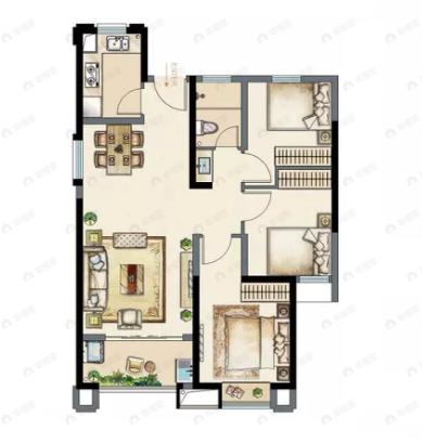 海投白鹭湾2室2厅1卫户型图