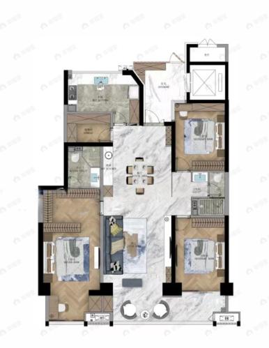 赛格曲江中京坊3室2厅2卫户型图