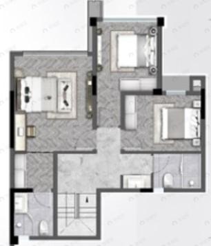 4室2厅3卫建面124m²北|南户型图