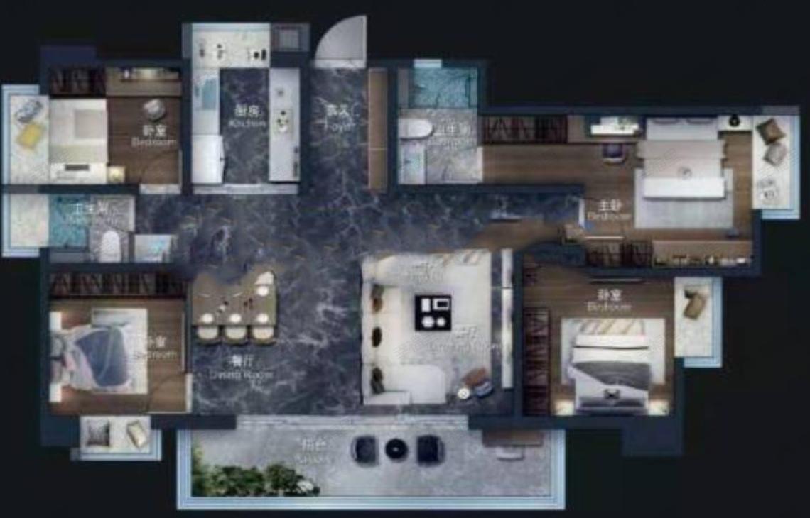 万科公园城市4室2厅2卫户型图