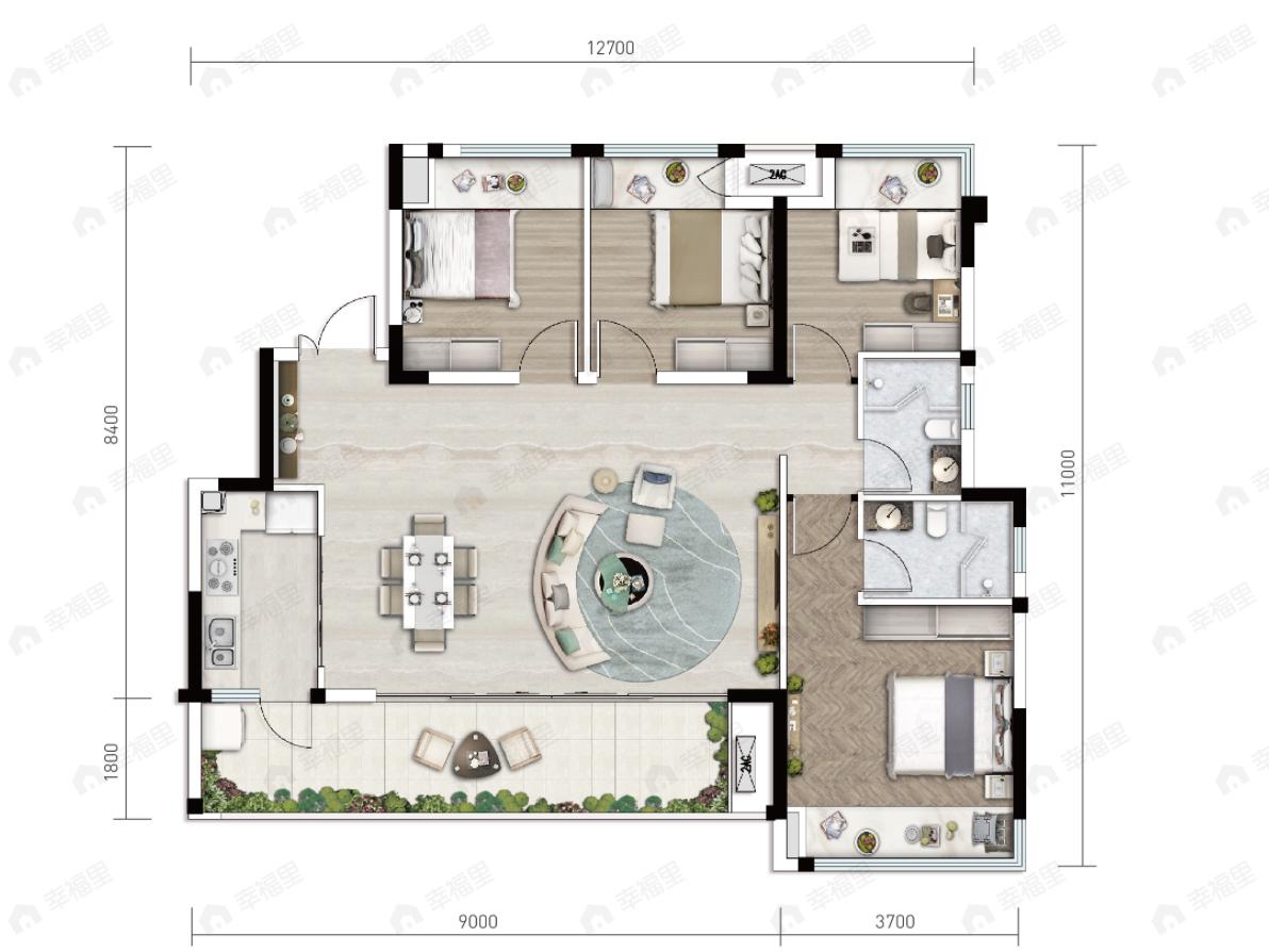 凰腾西宸昱府4室2厅2卫户型图