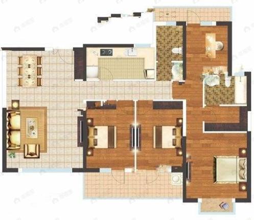 南国中心二期4室2厅2卫户型图