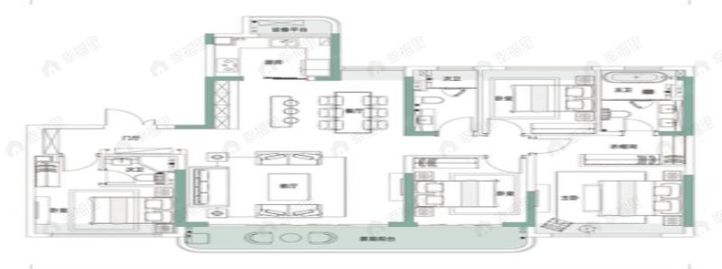 德商彰泰佳兆业翡丽天玺4室2厅3卫户型图