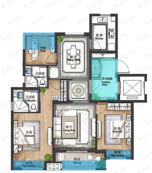 安吉清华园3室2厅2卫户型图