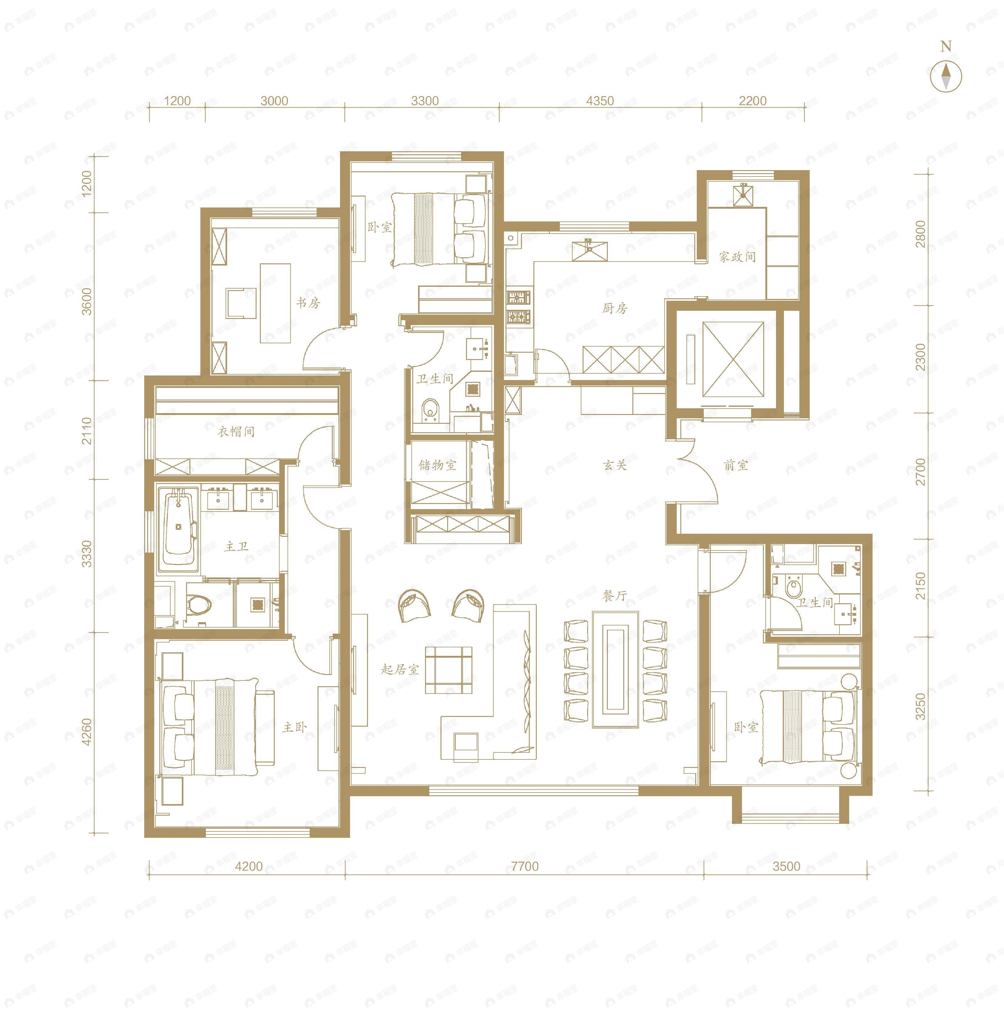 葛洲坝中国府4室2厅3卫户型图