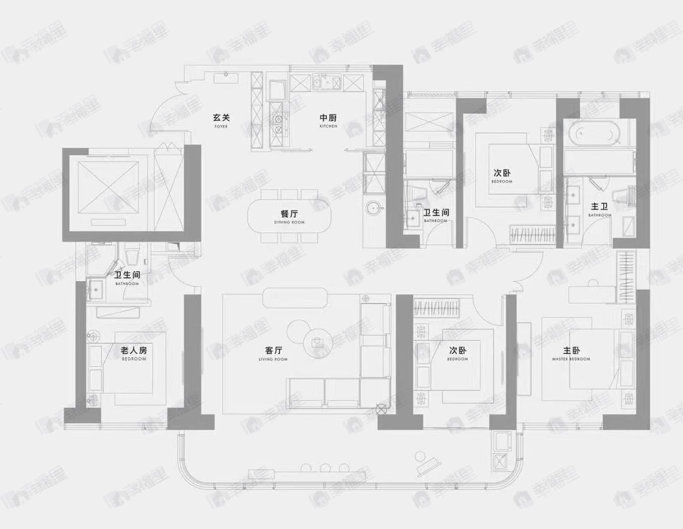 新希望D10天元4室2厅3卫户型图