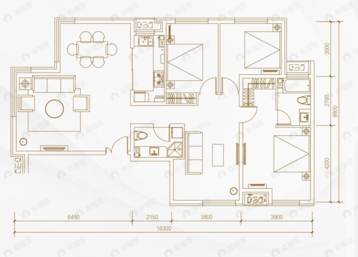 北科建水岸雁栖3室3厅2卫户型图