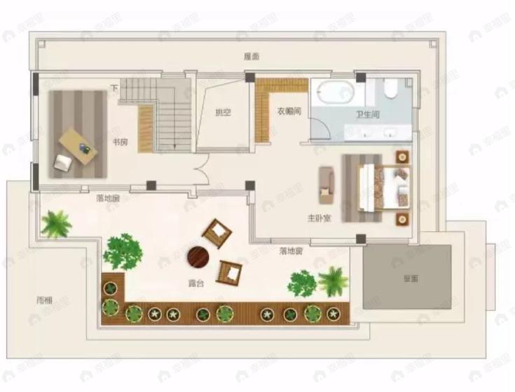 5室4厅5卫建面540平北|南户型图